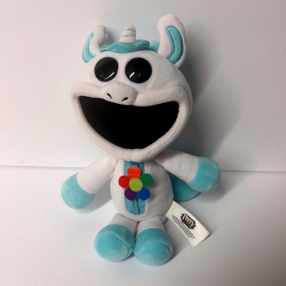 Poppy Playtime Smiling Critters CraftyCorn Plush Unicorn White Teal Horror Game